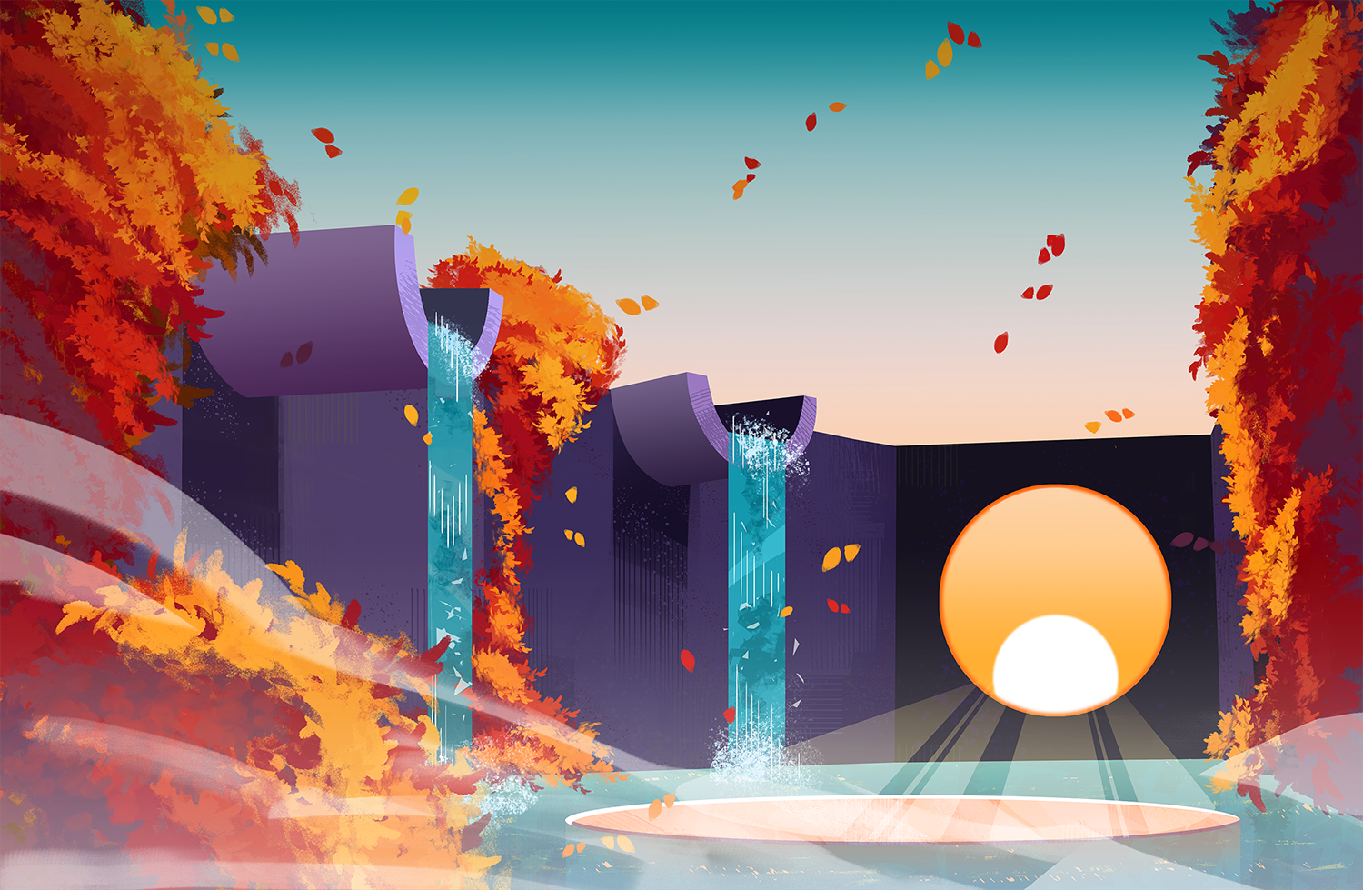 Concept of a pool in autumn