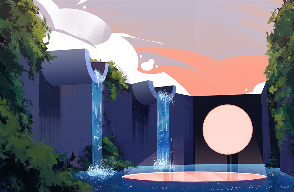 Concept of a pool with a large circle